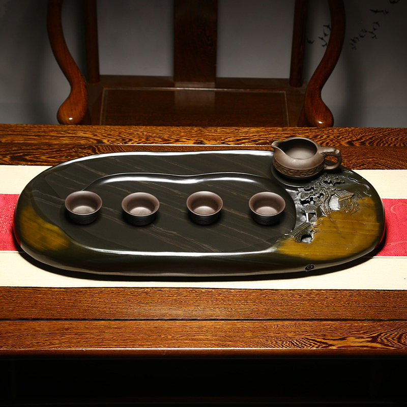 茶盘歙砚端砚茶托茶桌湿泡台茶海茶台茶具功夫茶砚台