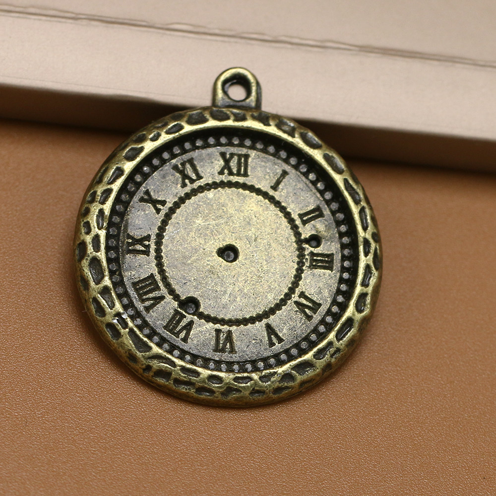 diy饰品配件复古青铜色合金时钟怀表吊坠挂件其他diy饰品配件