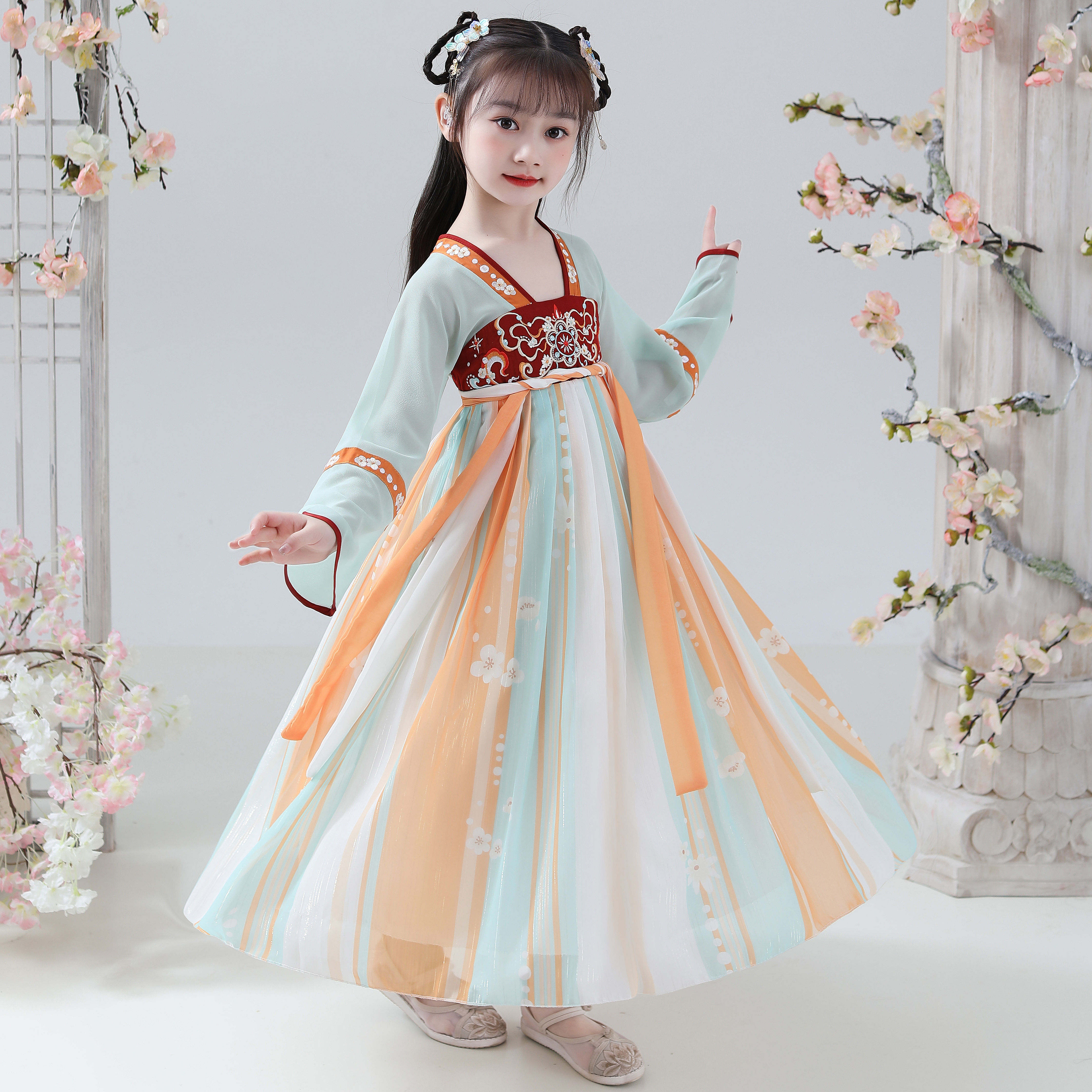 汉服女童中国国风漂亮公主古装襦裙超仙唐装汉服