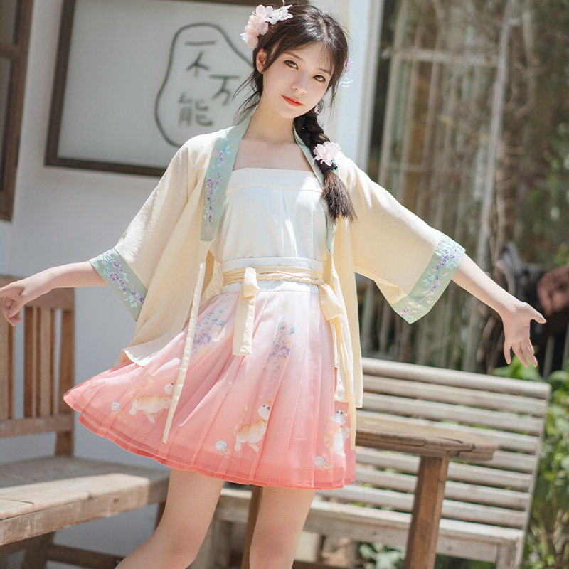 闲庭墨子研汉服女宋制三件套吊带汉元素齐腰襦裙汉服