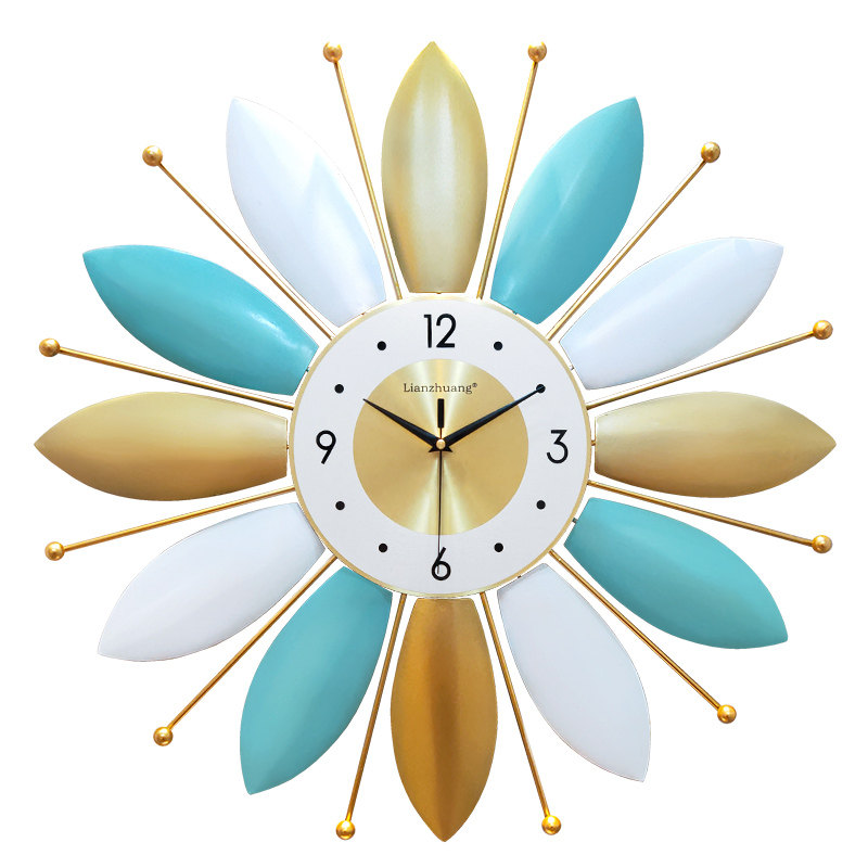 钟表挂钟客厅北欧简约卧室少女心唯美免打孔墙壁钟创意静音石英钟