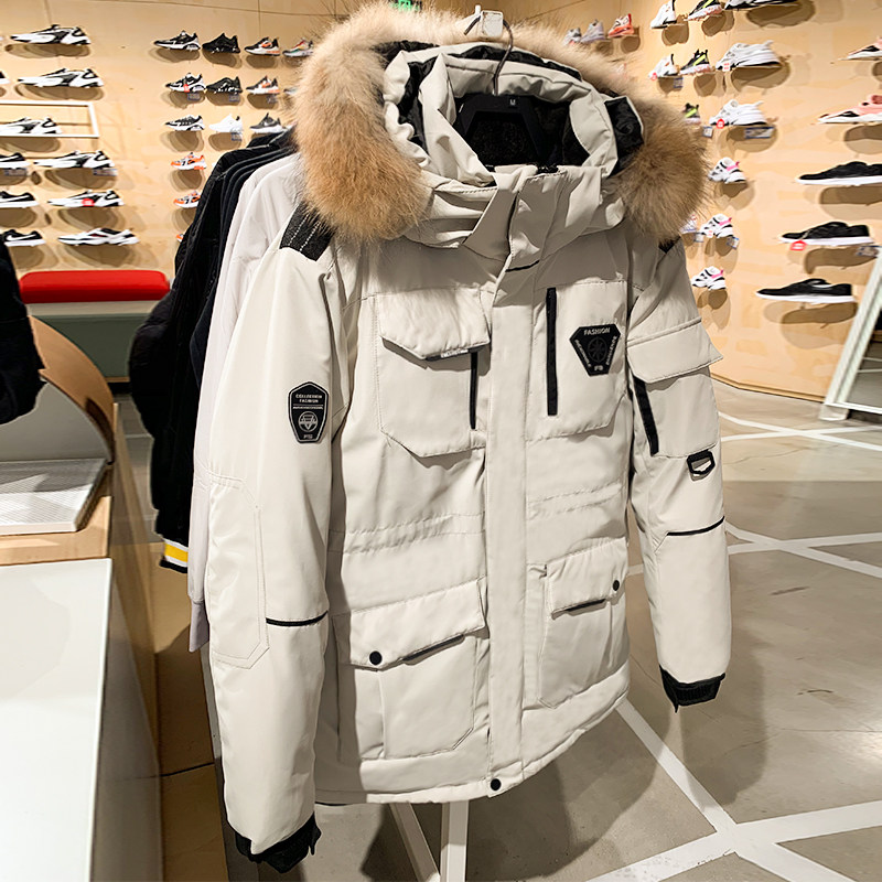 2020新款跑男羽绒服男士大鹅中长款爆款帅气工装冬季外套潮牌情侣