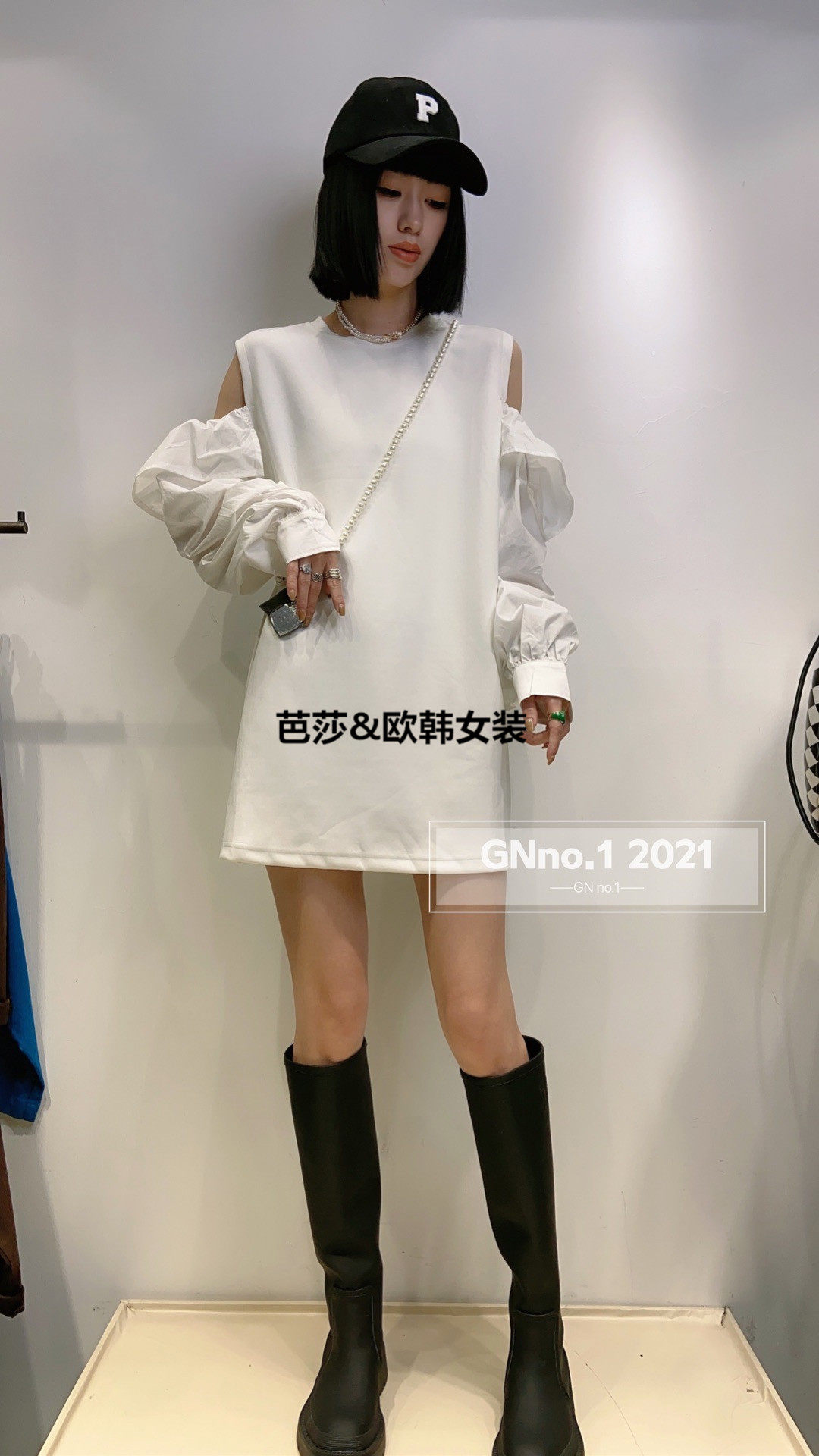 欧货gnno1丁螺女装2021秋冬新款时尚尚显休闲连衣裙