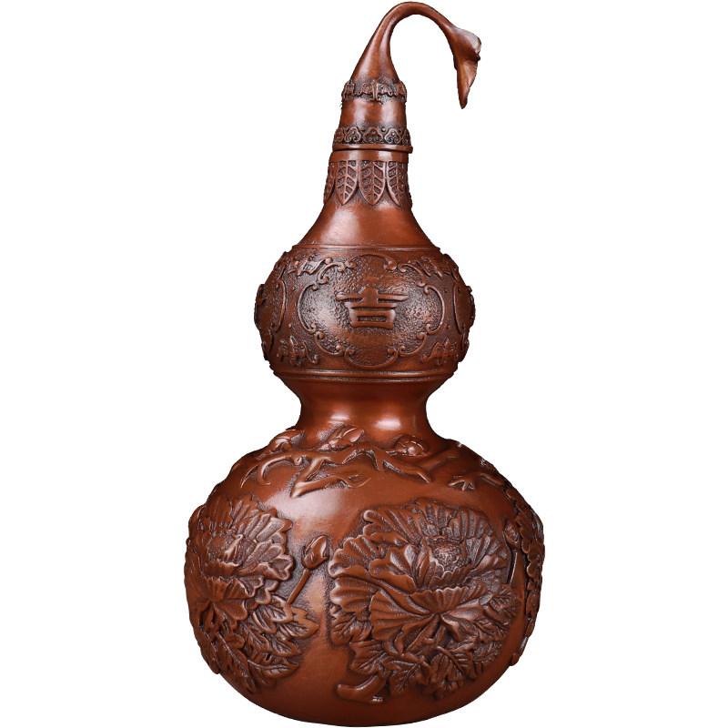铜匠紫铜吉祥如意葫芦摆件纯铜摆设玄关家居家居装饰摆件