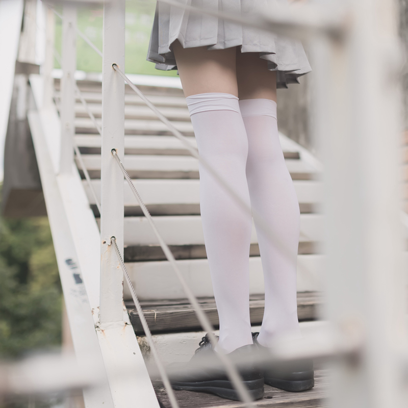 jk丝袜白色女萝莉暴击攻速袜日系学生可爱中筒高筒过膝袜绝对领域