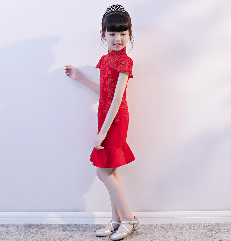 儿童旗袍春夏中式改良公主裙小女孩生日女童晚礼服古筝演出服洋气