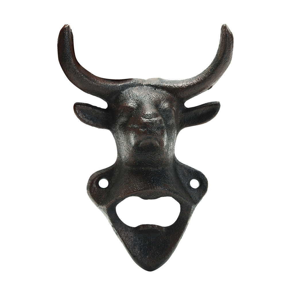 sungmor牛头开瓶器铸铁壁挂工艺啤酒饮料起子聚会开瓶器