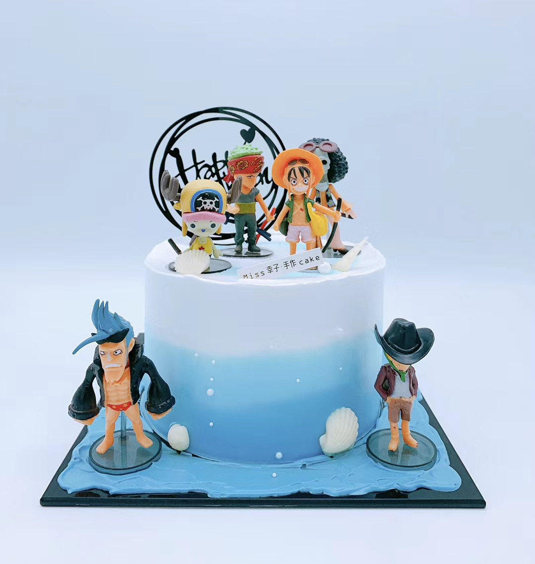 生日蛋糕装饰海贼王件套海盗船路飞小乔巴索隆人偶公仔节日装扮用品