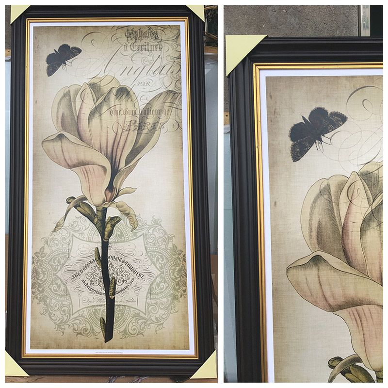 玄关装饰画竖版大幅过道挂画单幅走廊花卉画美式乡村客厅画木兰花