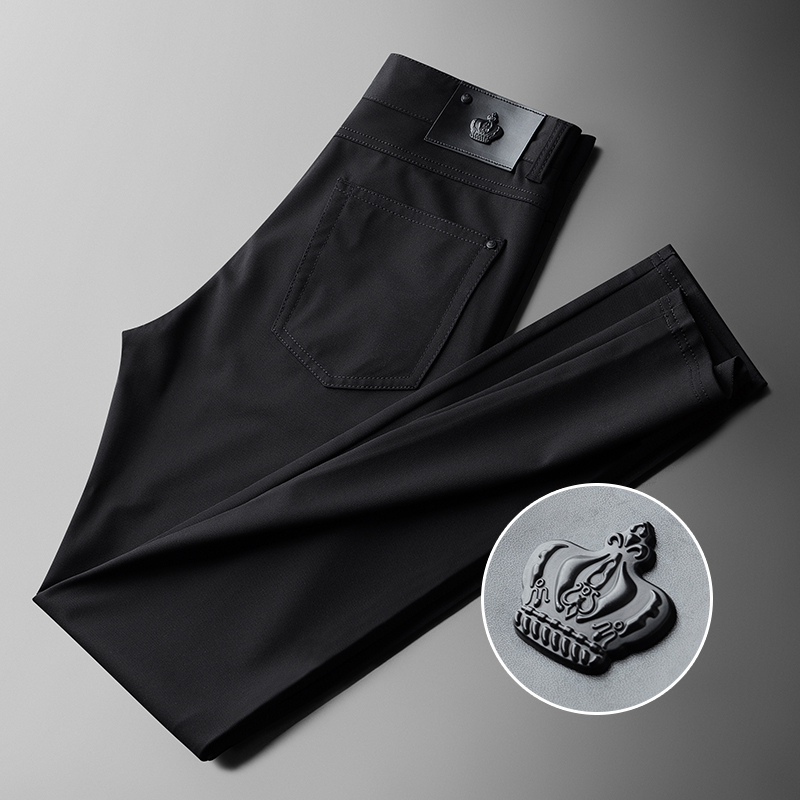 轻奢夏季品质菠萝格商务休闲裤男修身小直筒免烫抗皱弹力西裤子男