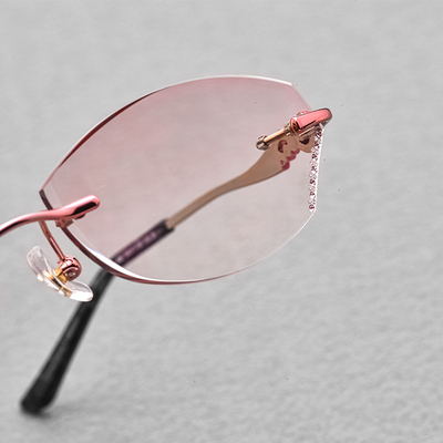 魅影yq93826lifelike钻石无框切边女奢华定制近视高散光无框眼镜