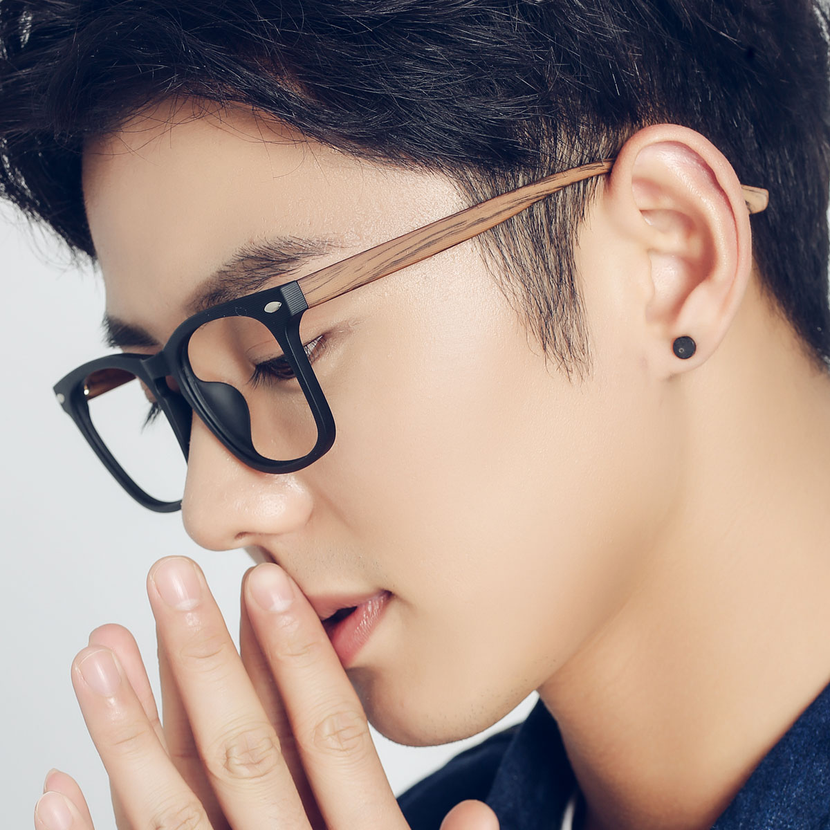 眼镜近视蓝光tr大框复古成品品男变色镜木纹防蓝光镜