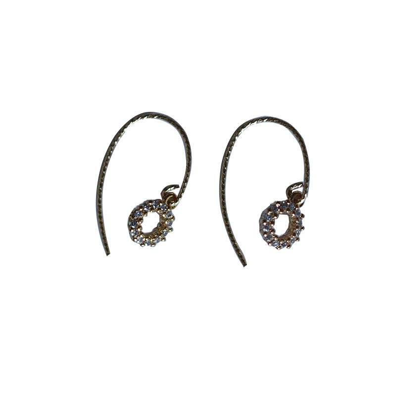 耳钩美国14k包金超闪气质优雅精致切花法式耳环