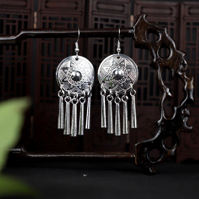 耳环苗族侗族银饰品服饰耳饰传统复古民族风流苏民族服装