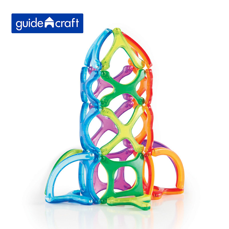 guidecraft 弧形磁力片积木儿童磁性玩具3-6-7-8周岁男孩益智拼装