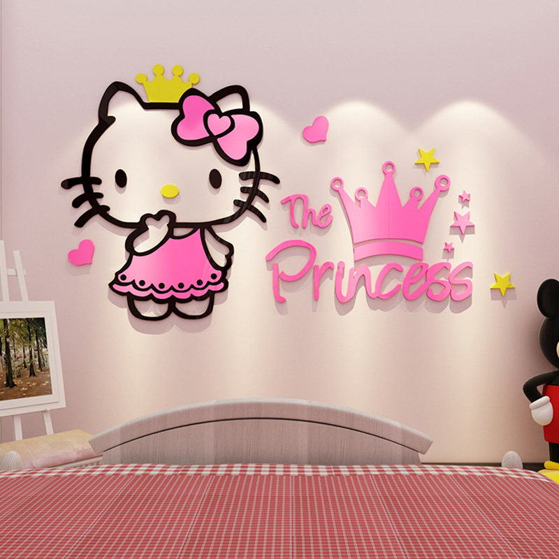 装饰卡通哈喽kt亚克力3d立体墙贴儿童房间软装墙贴