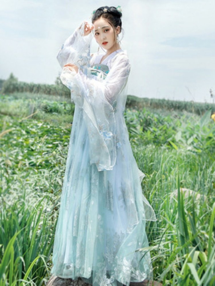 浅绿色十二花神汉服明制古装齐胸齐腰襦裙中国汉服