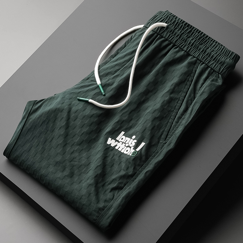 2022夏季格子提花薄款运动裤男束脚修身松紧拉绳高端卫裤男休闲裤