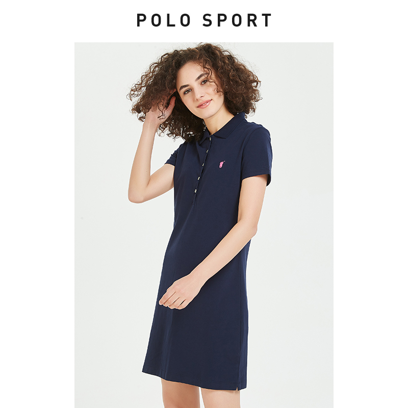 polosport美式polo领连衣裙2021年夏季女新款纯棉运动