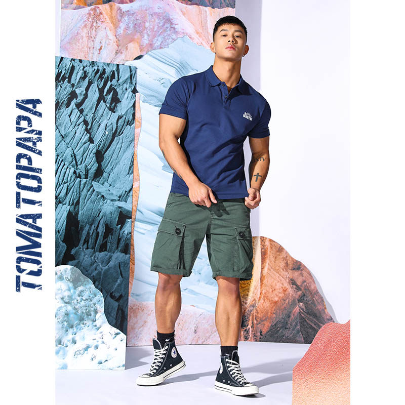 tomatopapa原创欧美基础雪山字母印花polo潮流男青年polo衫
