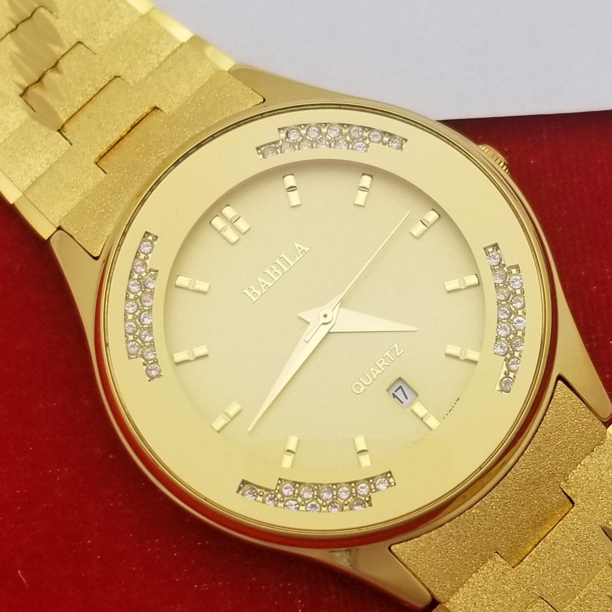 时尚镶钻男表沙金手表24k金色进口进口机机芯国产腕表