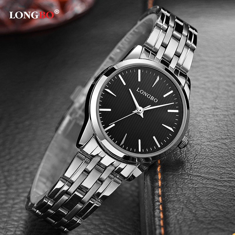 手表longbo龙波正品韩版时尚不锈钢钢带情侣石英国产腕表