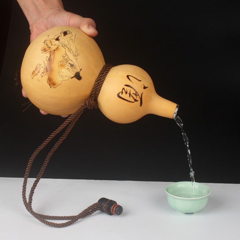 酒葫芦酒壶户外随身装水装酒葫芦蜂蜡防渗漏把玩天然葫芦瓶酒具