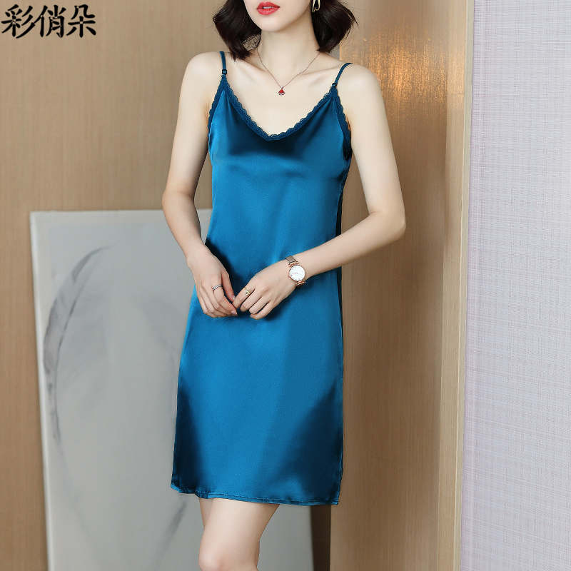 吊带真丝背心连衣裙2021新款潮内小个子女装冰丝背心吊带