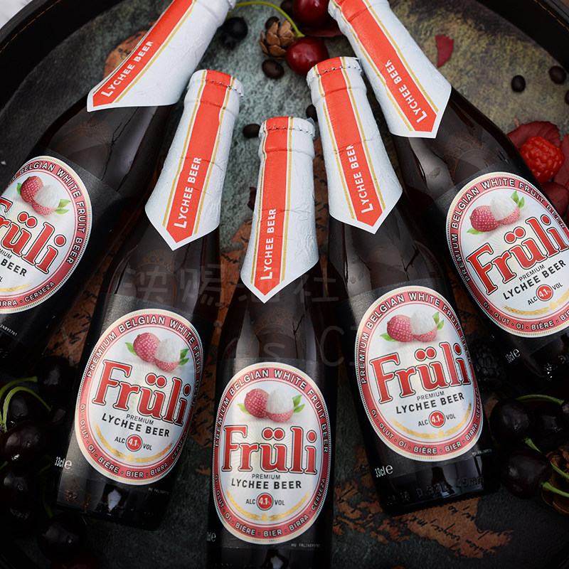 啤酒5瓶包邮比利时芙力荔枝fruli果味味精330ml啤酒