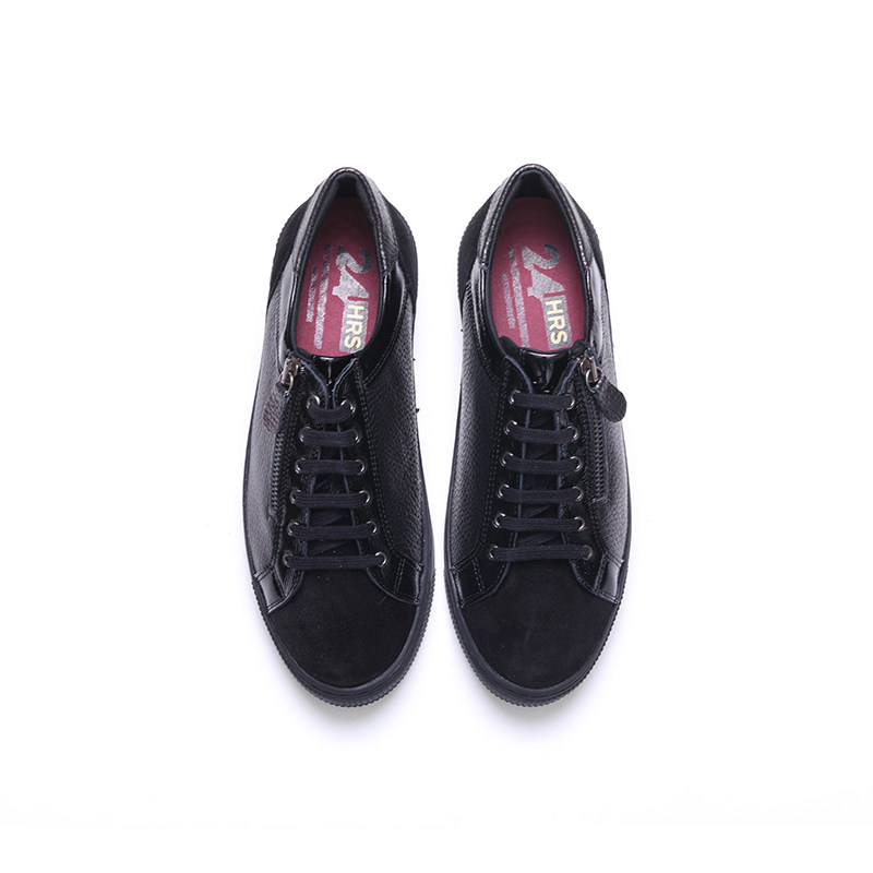 24hrs西班牙进口24小时时尚女单鞋系带侧拉链亮皮压纹女鞋h23943