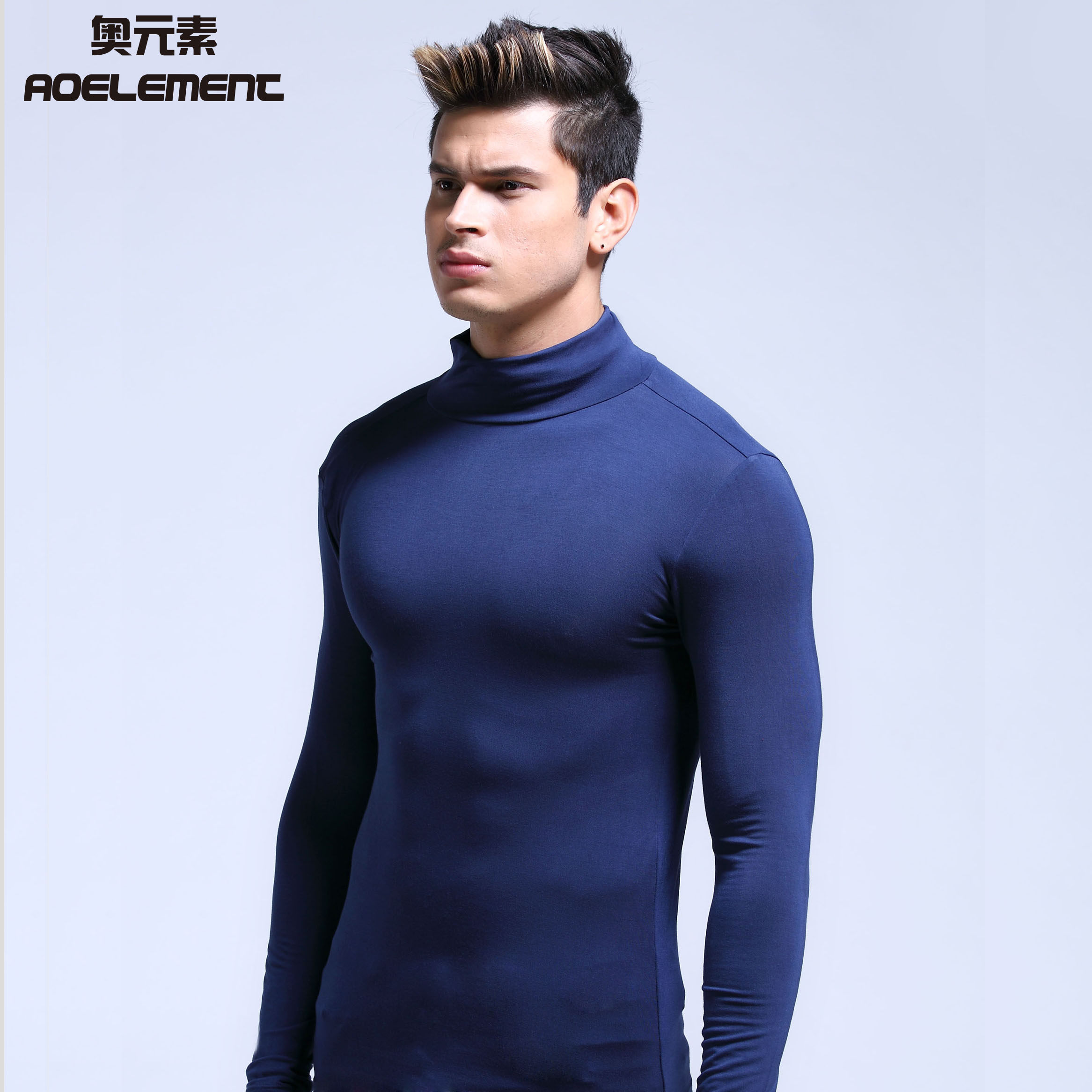 莫代尔秋衣男士半高领保暖内衣打底衫薄款单件内穿修身长袖上衣服