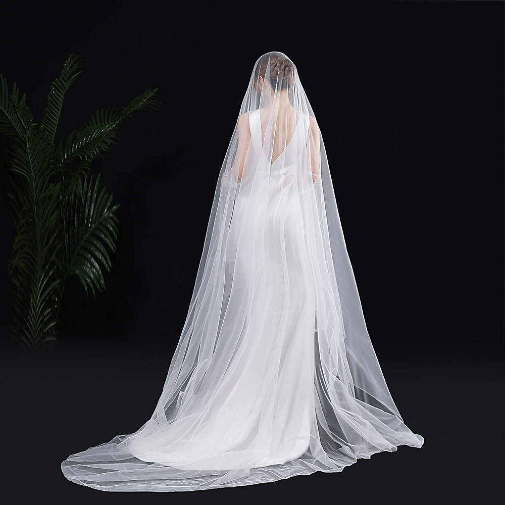 新娘主婚纱长款拖尾婚礼头纱拍照户外婚礼仪式面纱新款头纱配饰