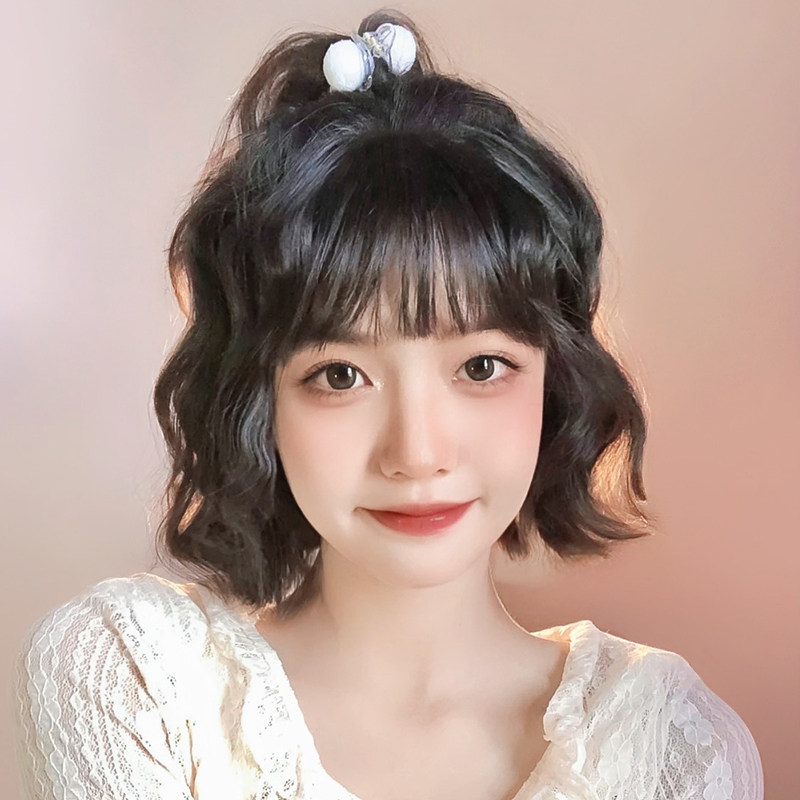 假发短发自然头套2021年时尚新款短卷发羊毛卷仿真日常整顶假发