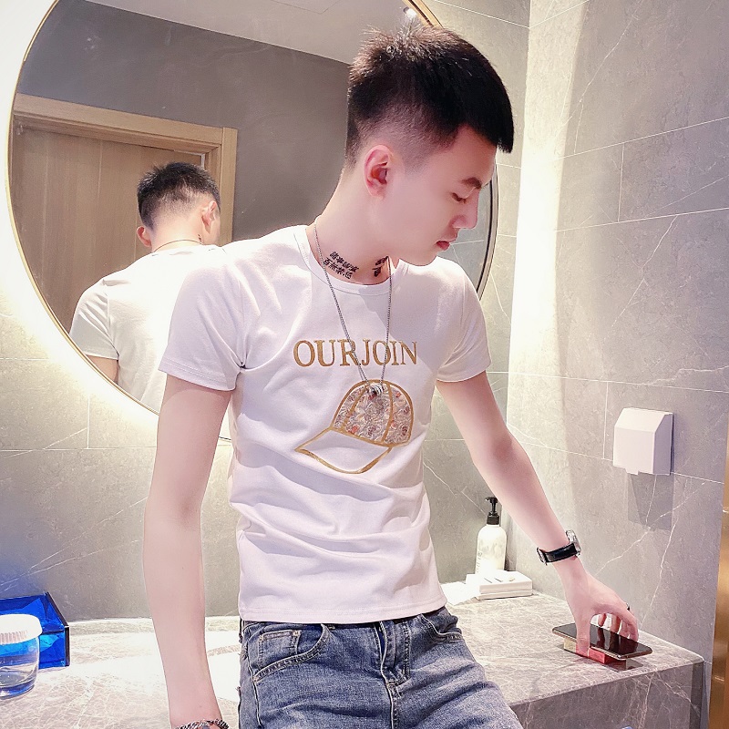 网红短袖t恤男夏季新款潮牌潮流百搭ins超火修身衣服男士半袖体恤