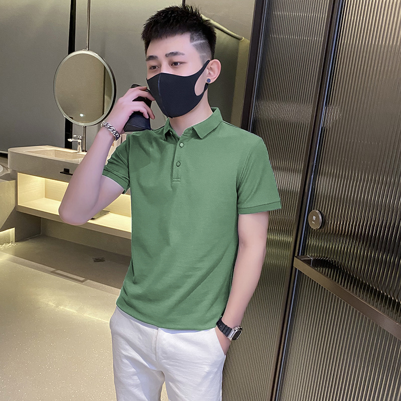polo衫男夏季薄款翻领男士t恤短袖2022新款帅气潮牌痞帅简约衣服