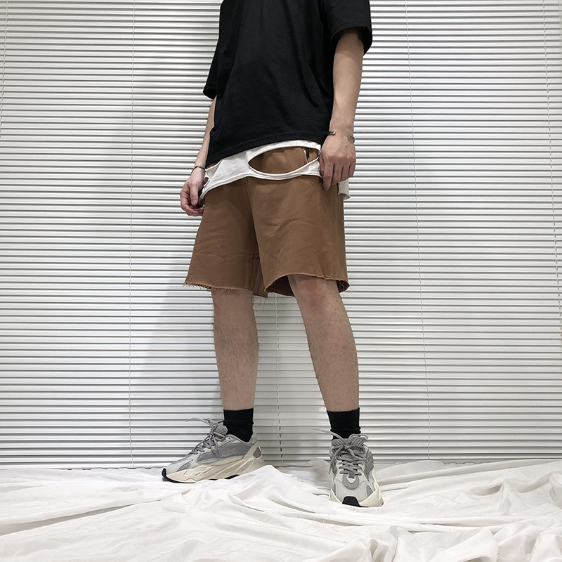 正确版本yeezyseason6侃爷神裤纯色宽松五分嘻哈休闲裤