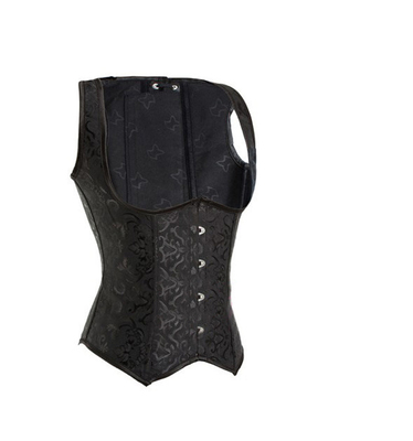corset宫廷黑色钢骨束腰托胸性感矫背束身马甲大码塑身上衣