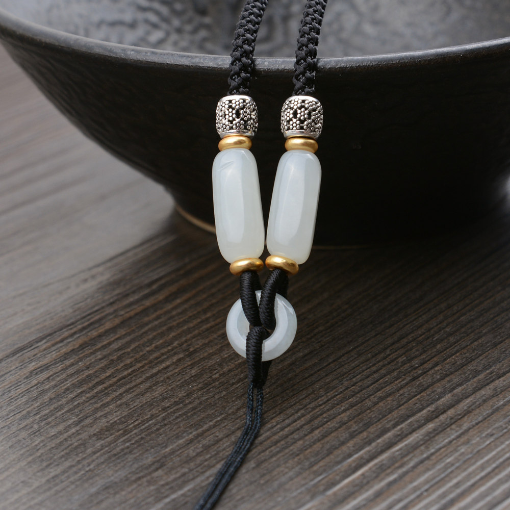 和田吊坠挂绳手编项链貔貅翡翠挂坠吊绳玉牌绳