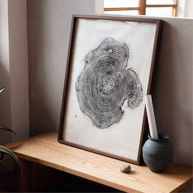 木墨mumo新品 年轮拓印画 日本墨水宣纸 家居装饰 装饰画