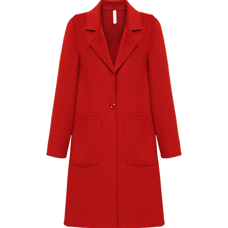 双面毛呢红色风衣外套女2022年秋冬新款时尚减龄气质名媛风大衣潮