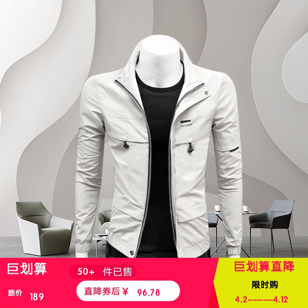 2021冬季新款男士修身翻领外套青年时尚简约长袖外衣男装潮流夹克