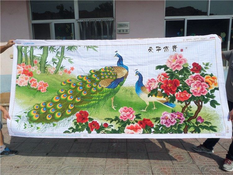 手工十字绣成品富贵祯祥锦绣前程锦绣春光光大孔雀十字绣成品