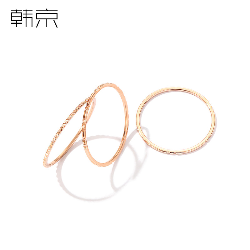 韩京组合叠搭超细戒指女韩版时尚ins个性食指戒极简指环钛钢戒子