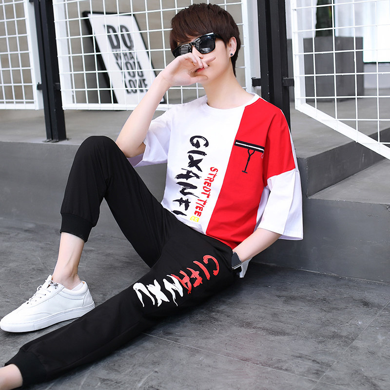 短袖恤男纯棉15岁初中学生大夏装帅气男孩学生运动t恤