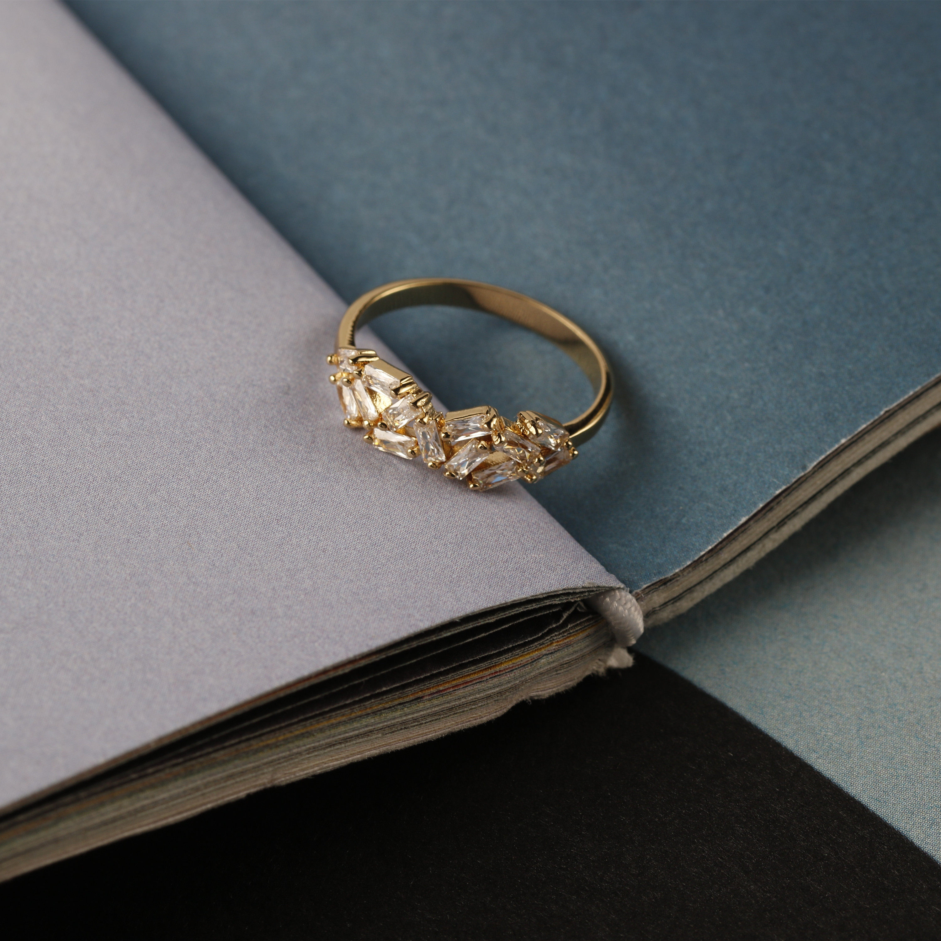 小器饰品国产18k包金百钻戒指闪闪发光时髦高级戒指