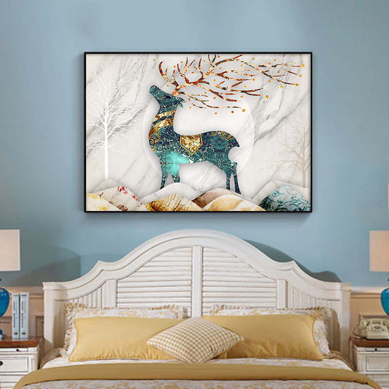 现代简约卧室床头装饰画主卧房间挂画新款墙面壁画现代装饰画