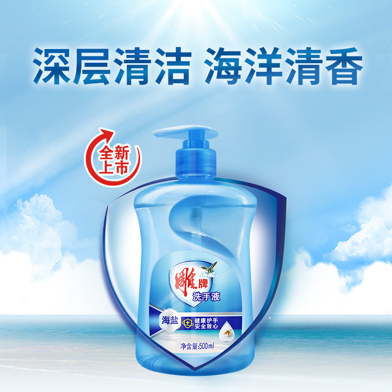 雕牌洗手液海洋清香海盐洗手液500ml健康家庭装抑菌护手正品