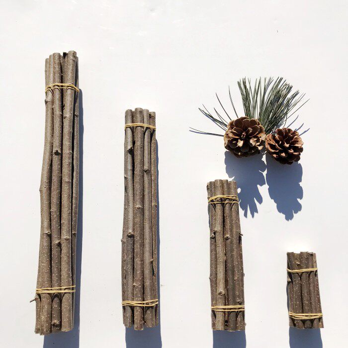 树枝新款鲜花花束蒲叶木棒幼儿园手工手工制制作干花