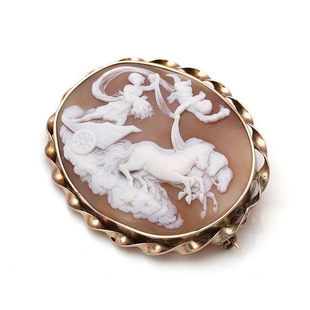特惠欧洲古董精品9kcameo春之女神贝雕胸针胸饰