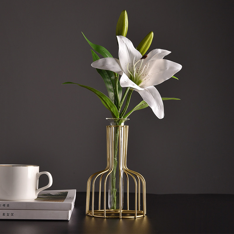 北欧ins风铁艺干花小清新花瓶摆件 客厅插花简约办公室桌面装饰品